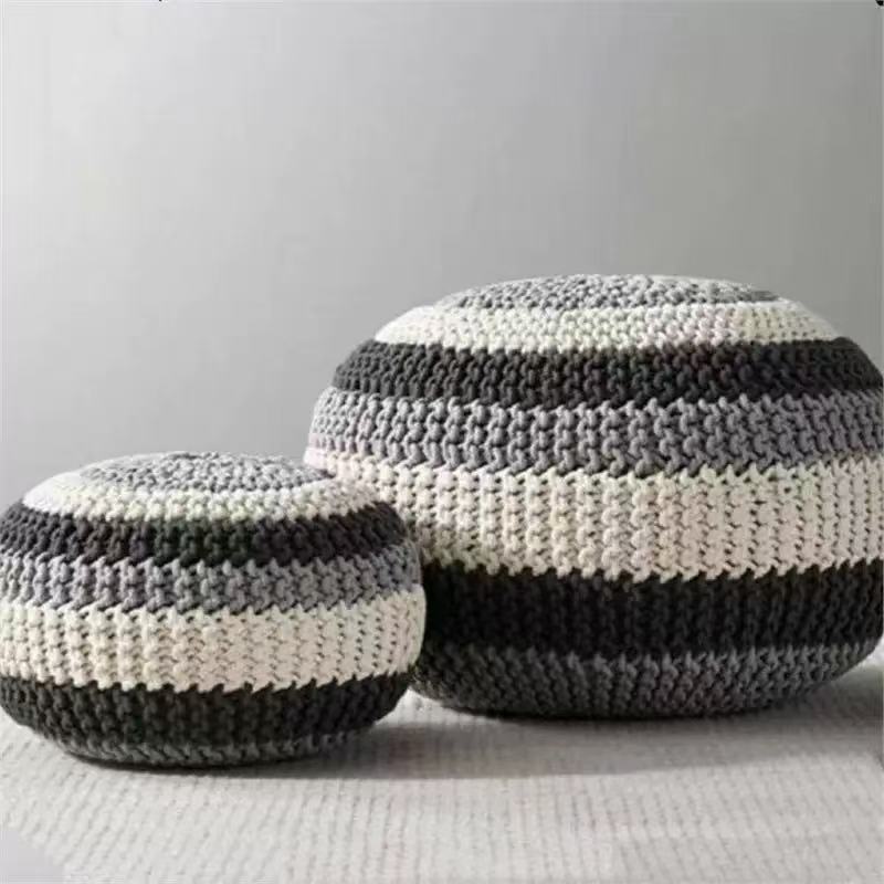 Handwoven Round Simple Round Ottoman Home Decor Ball Cushion Cover