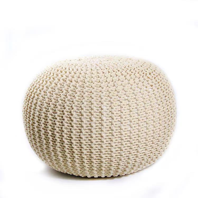 Handwoven Round Simple Round Ottoman Home Decor Ball Cushion Cover